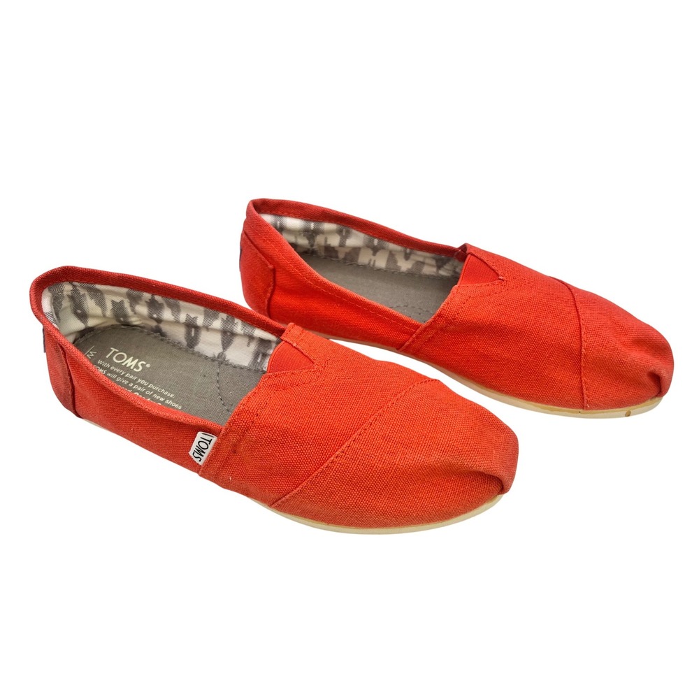 TOMS Alpargata Coral Canvas Slip On Shoes Womens Size 8 Round Toe Casual Flats
